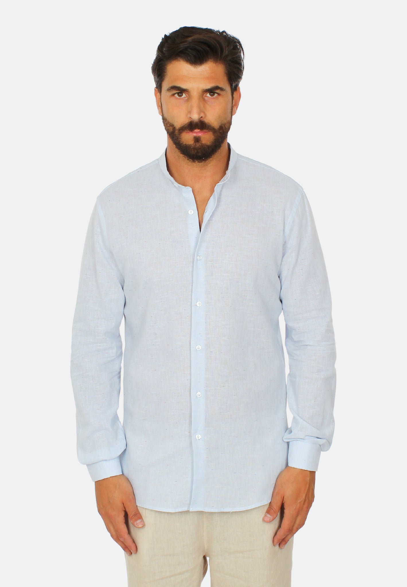 Camicia in lino con schizzi di colore
