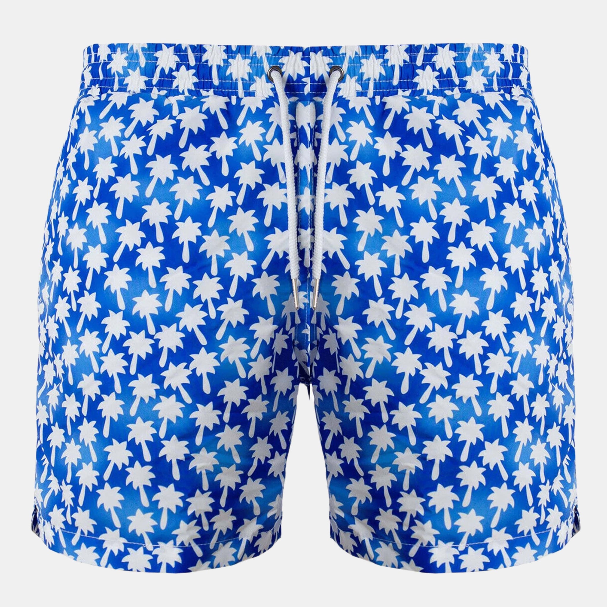 Costume da bagno blu con palme