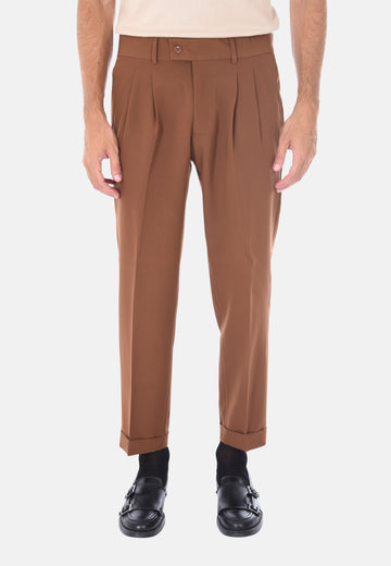Pantaloni vita alta doppia pinces