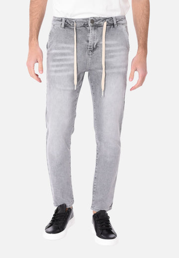 Jeans grigio con laccio