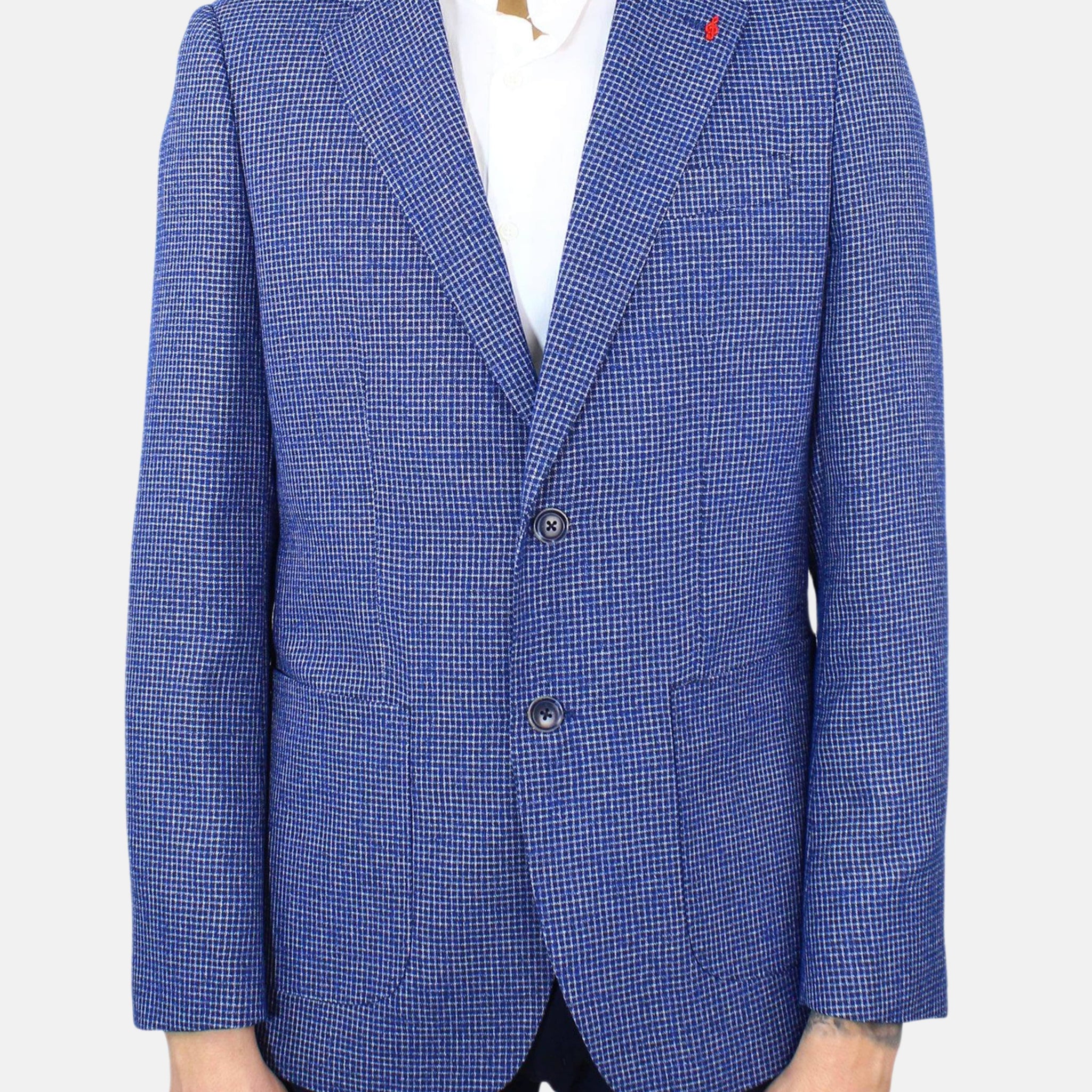 Veste à carreaux bleus