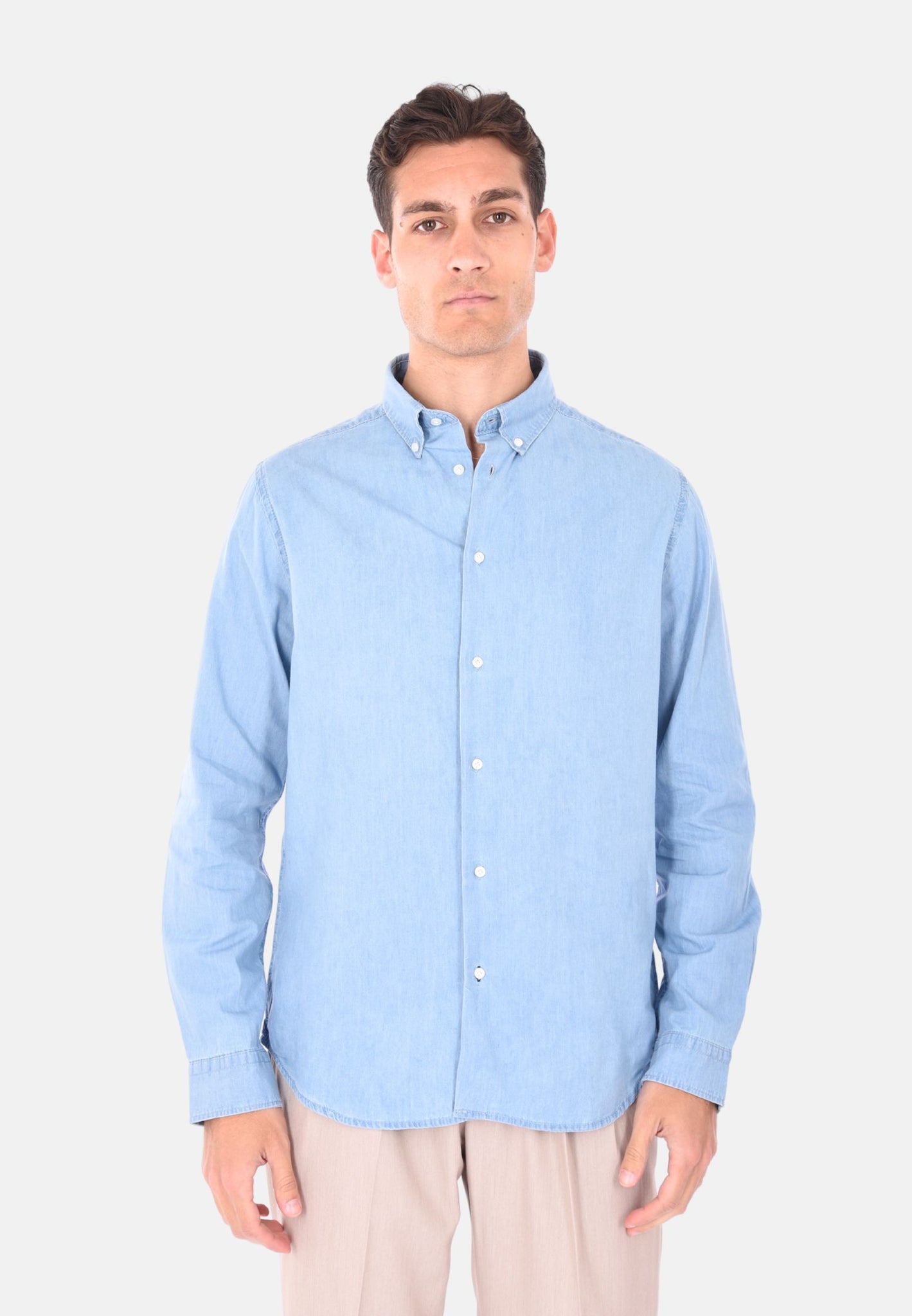 Camicia di jeans collo button-down