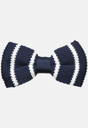 Papillon tricot blu a righe biache