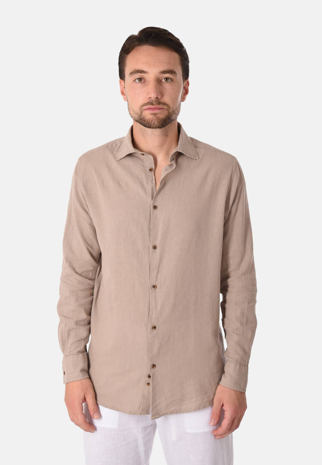 Camicia misto lino collo classico