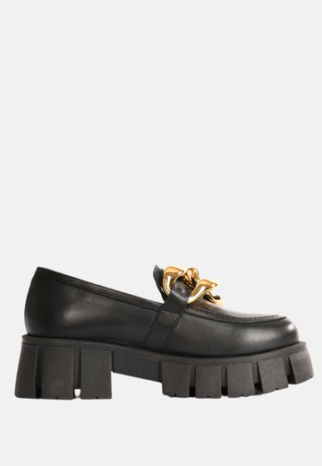 Mocassins en cuir avec chaîne