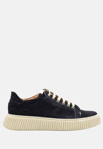 Sneakers profilo rigato in camoscio