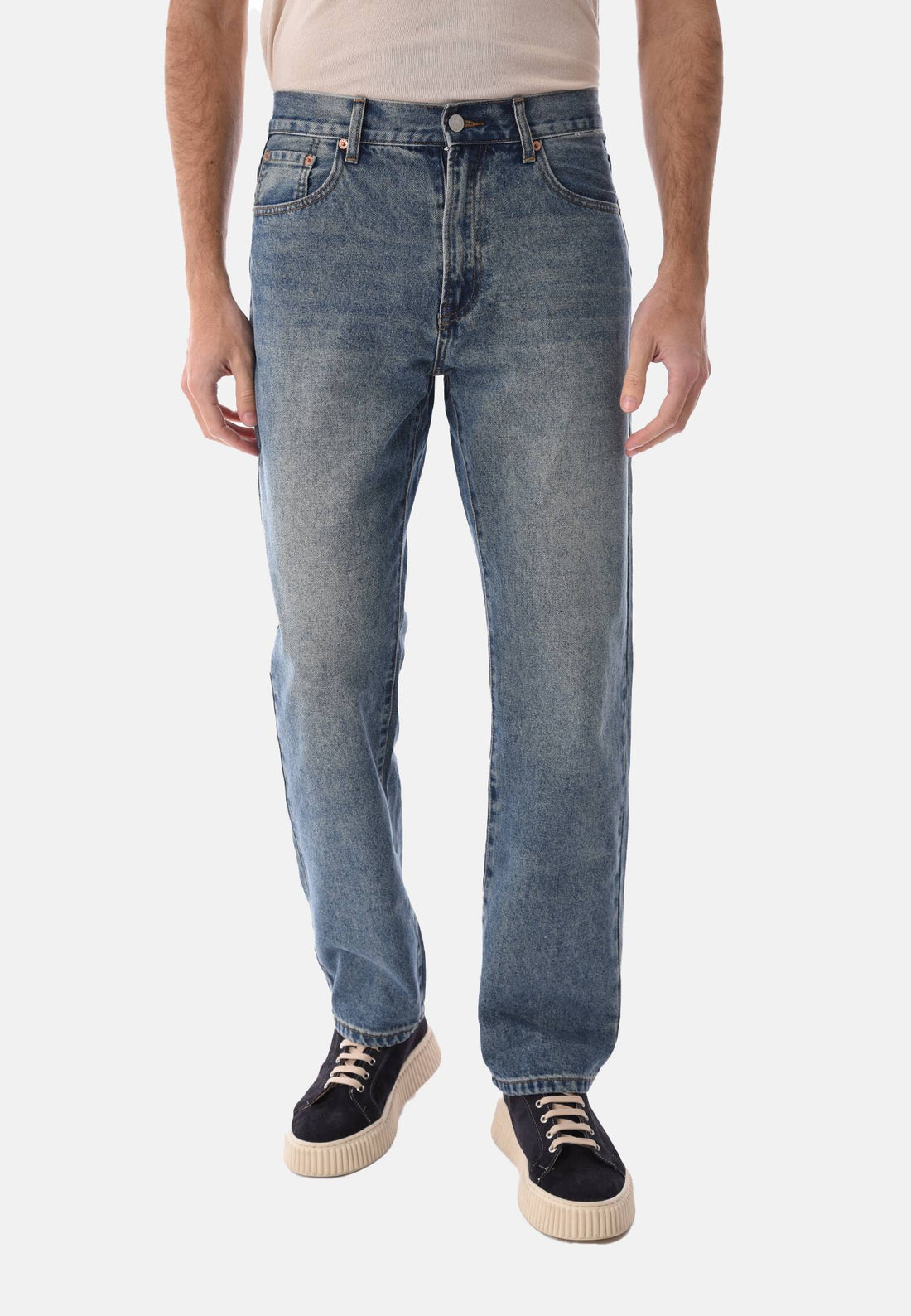 Jeans straight blu denim