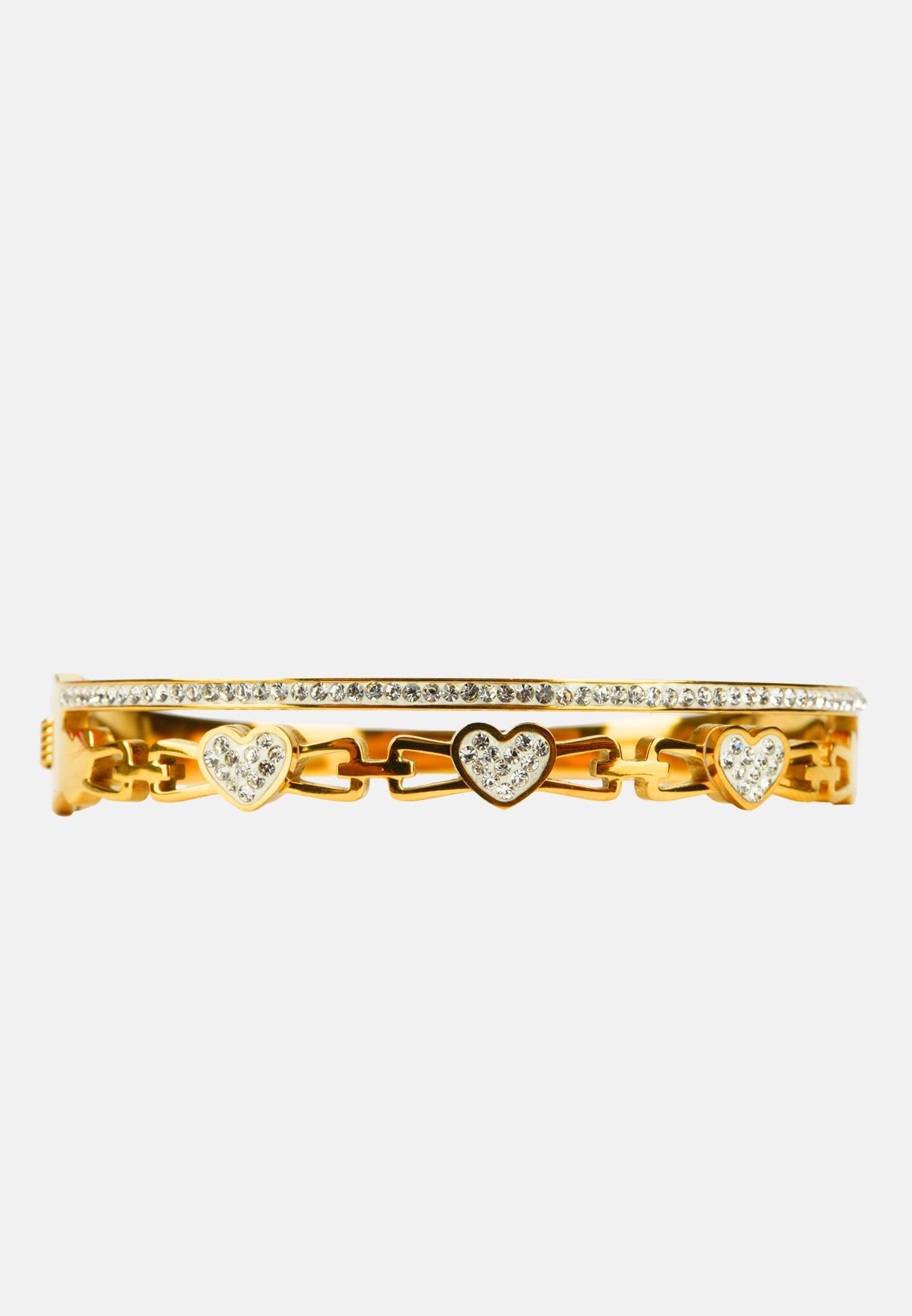 Bracelet rigide avec coeurs et paillettes
