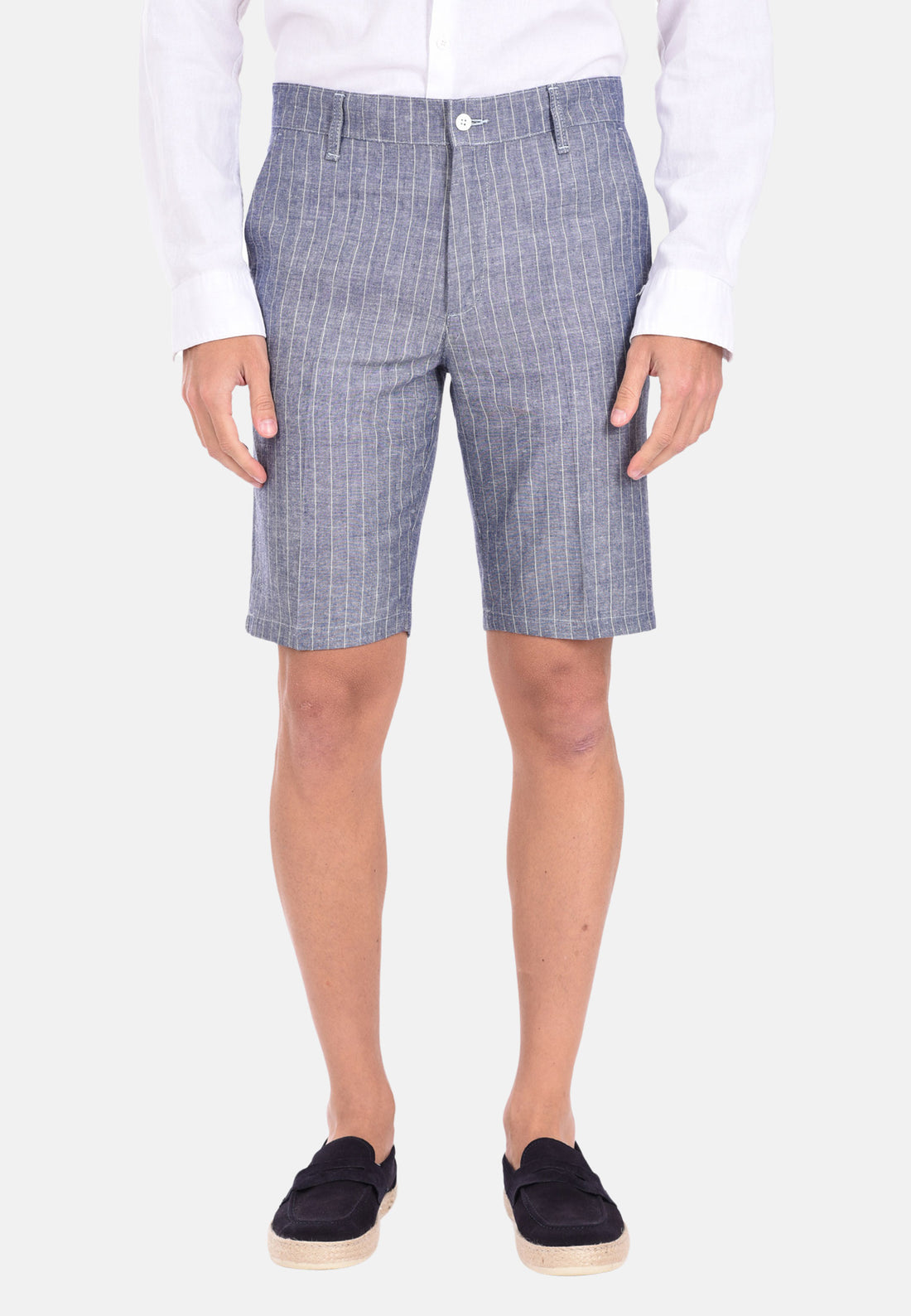 Bermuda gessato in puro lino