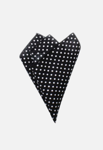 Pochette da taschino nero a pois bianchi grandi
