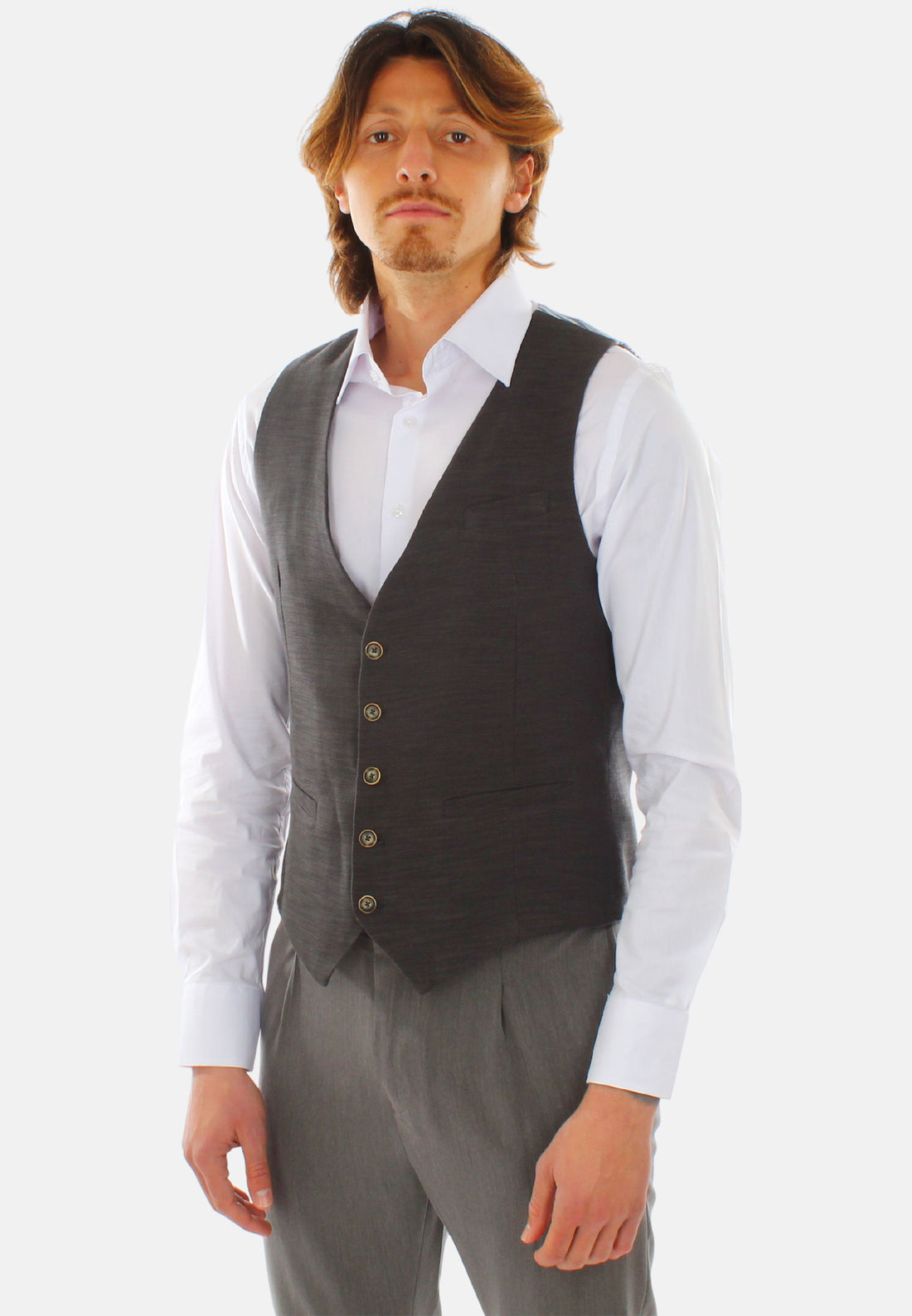 Gilet gris dos rayé