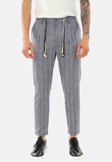 Pantalon à carreaux avec cordon de serrage