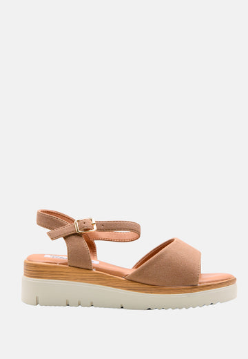 Sandali zeppa scamosciati