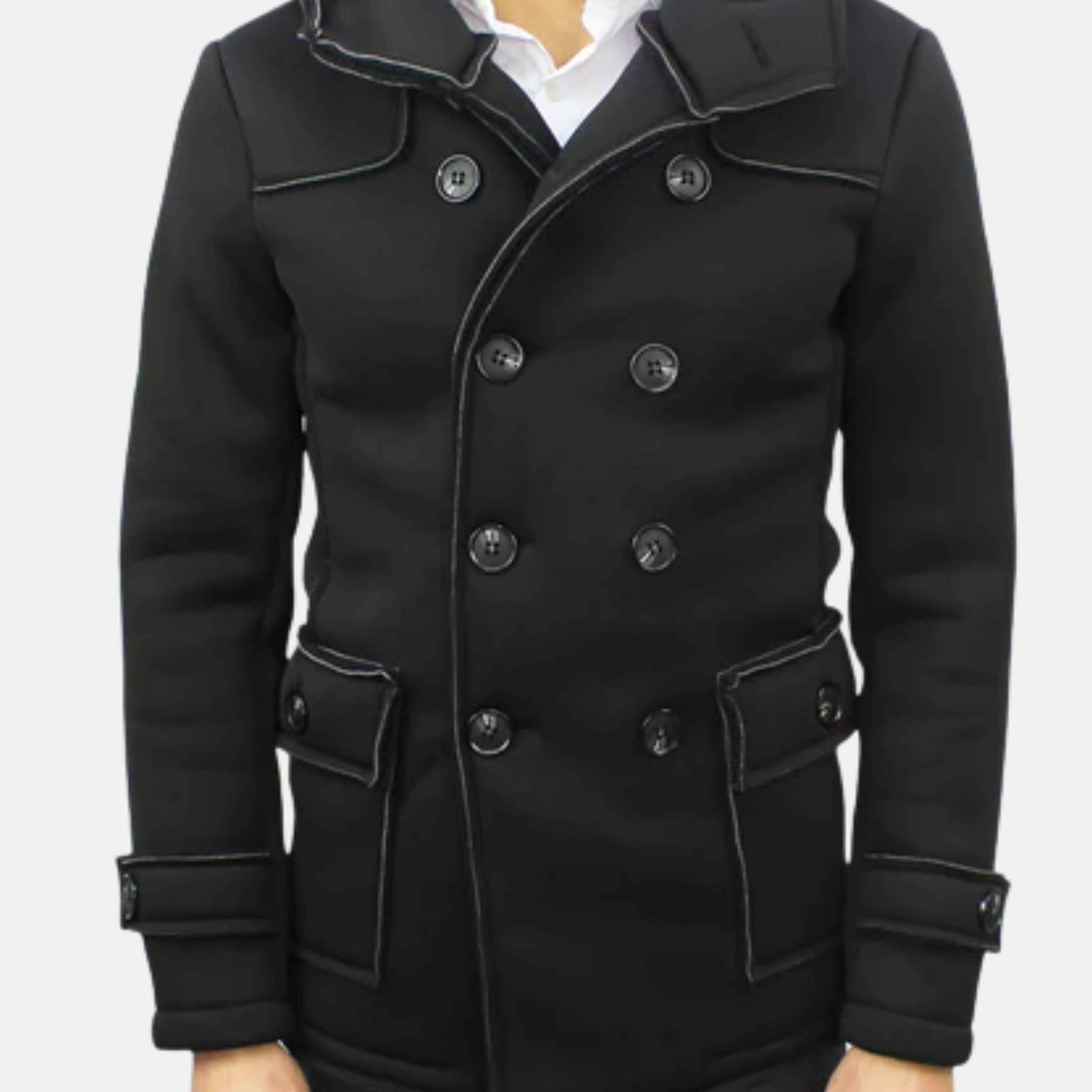 Manteau noir à double boutonnage