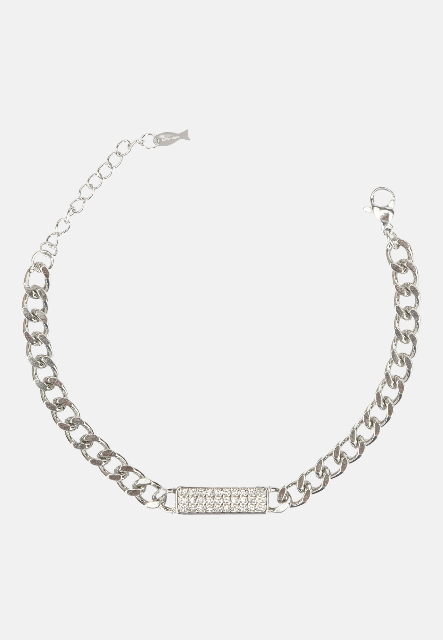 Bracciale argento con piastrina e brillantini