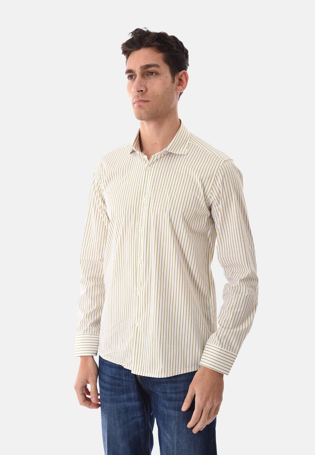 Camicia a righe senape