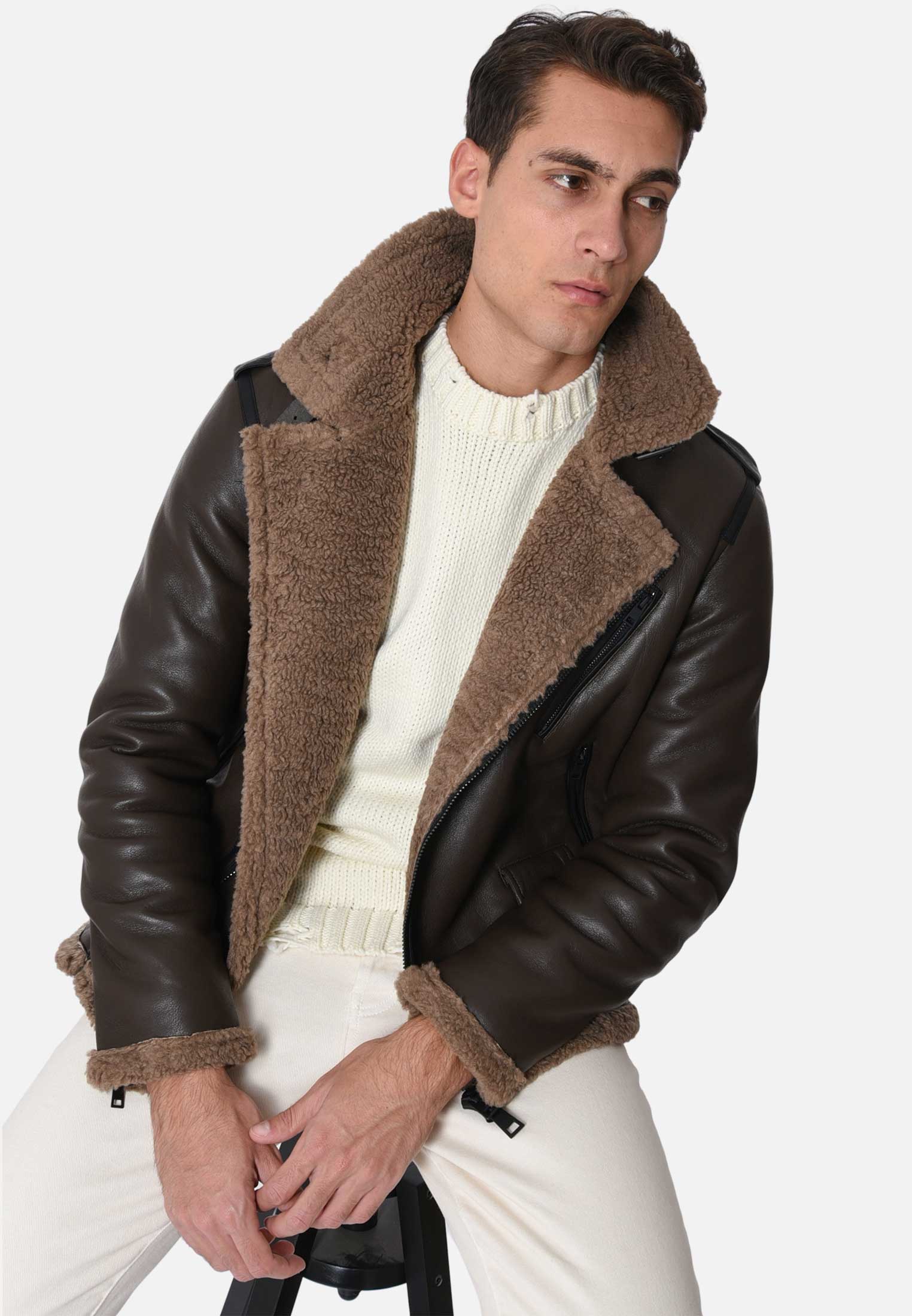 Eco Montone Uomo Giaccone Imperial Uomo Montone Biker Uomo