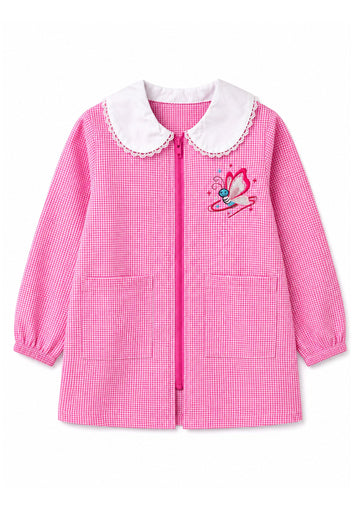 Grembiule A-467 Farfalla Quadretti Rosa Bambina Zal