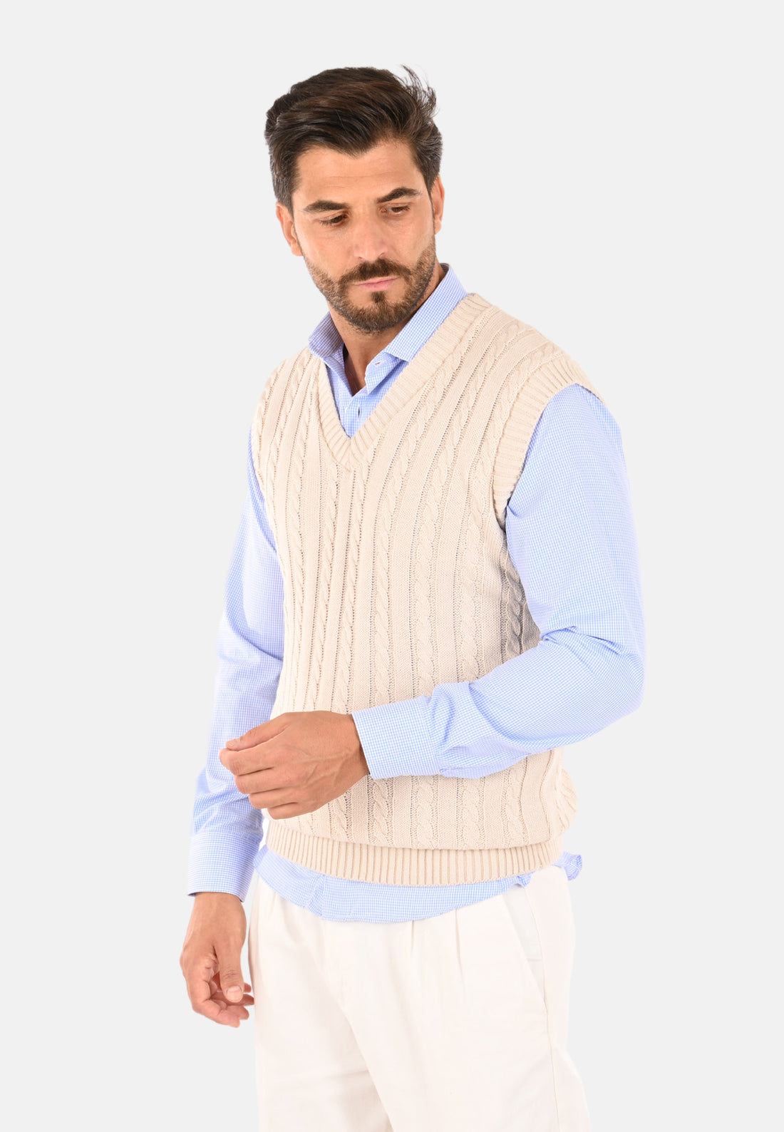 Gilet en laine avec tresses