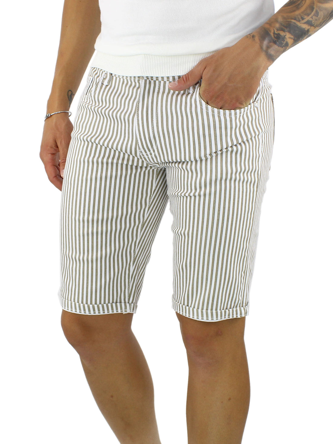 Bermuda di jeans a righe