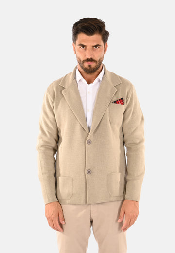 Veste en maille avec pochette tartan
