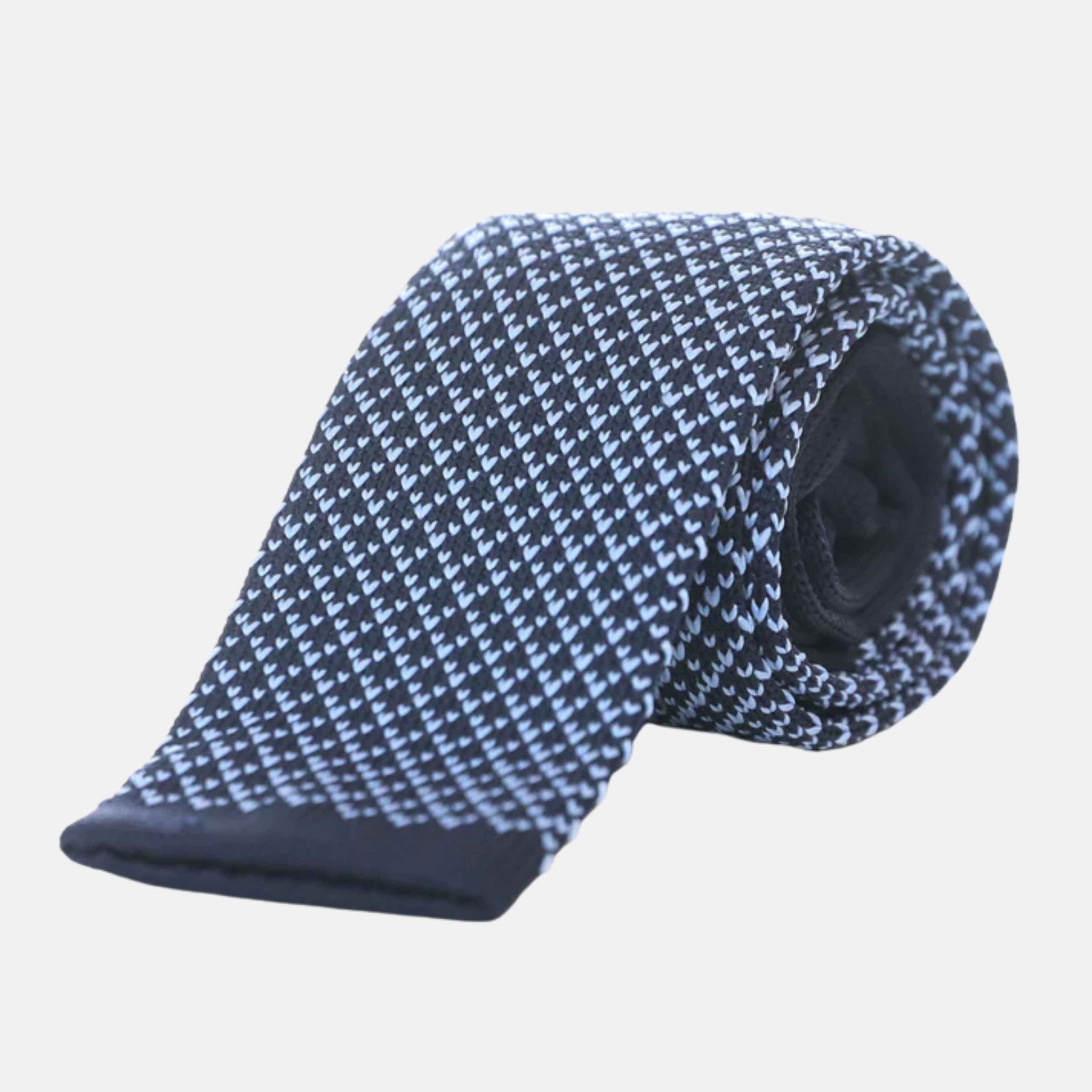 Cravatta tricot microfantasia blu e azzurra