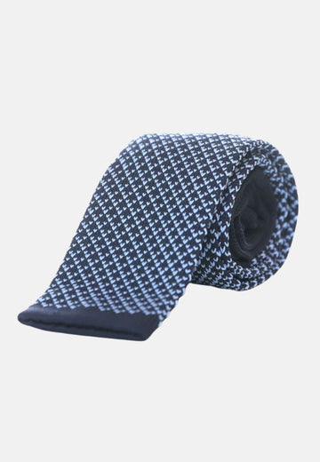 Cravatta tricot microfantasia blu e azzurra