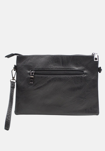 Pochette Rettangolare Tracolla Uomo Donna Nera  8315