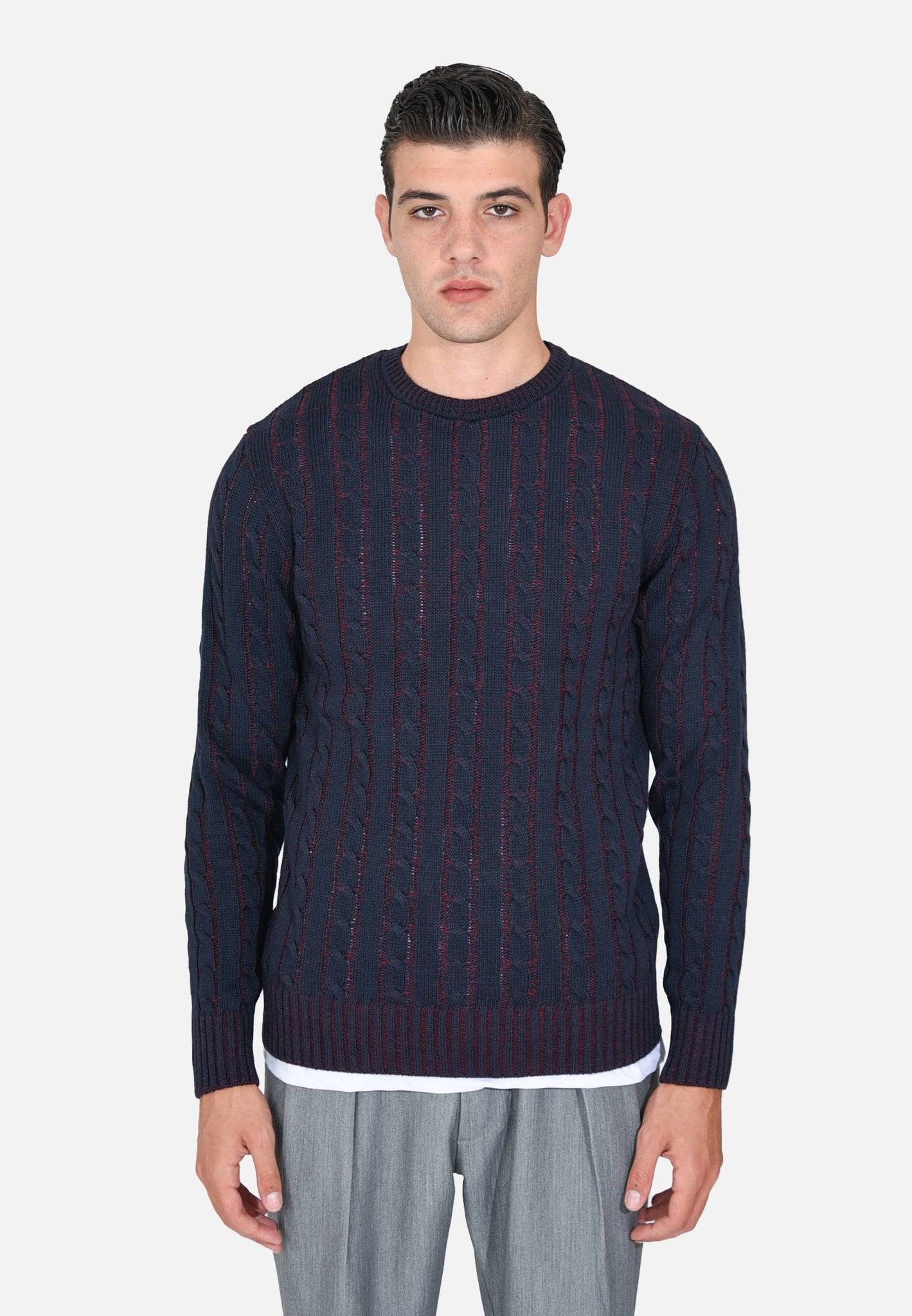 Pullover con trecce bicolor