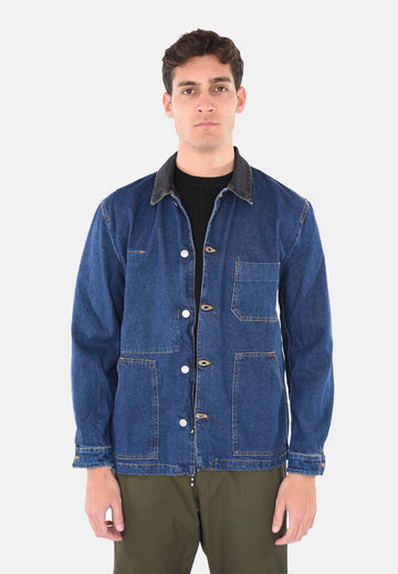 Veste en jean à col contrasté