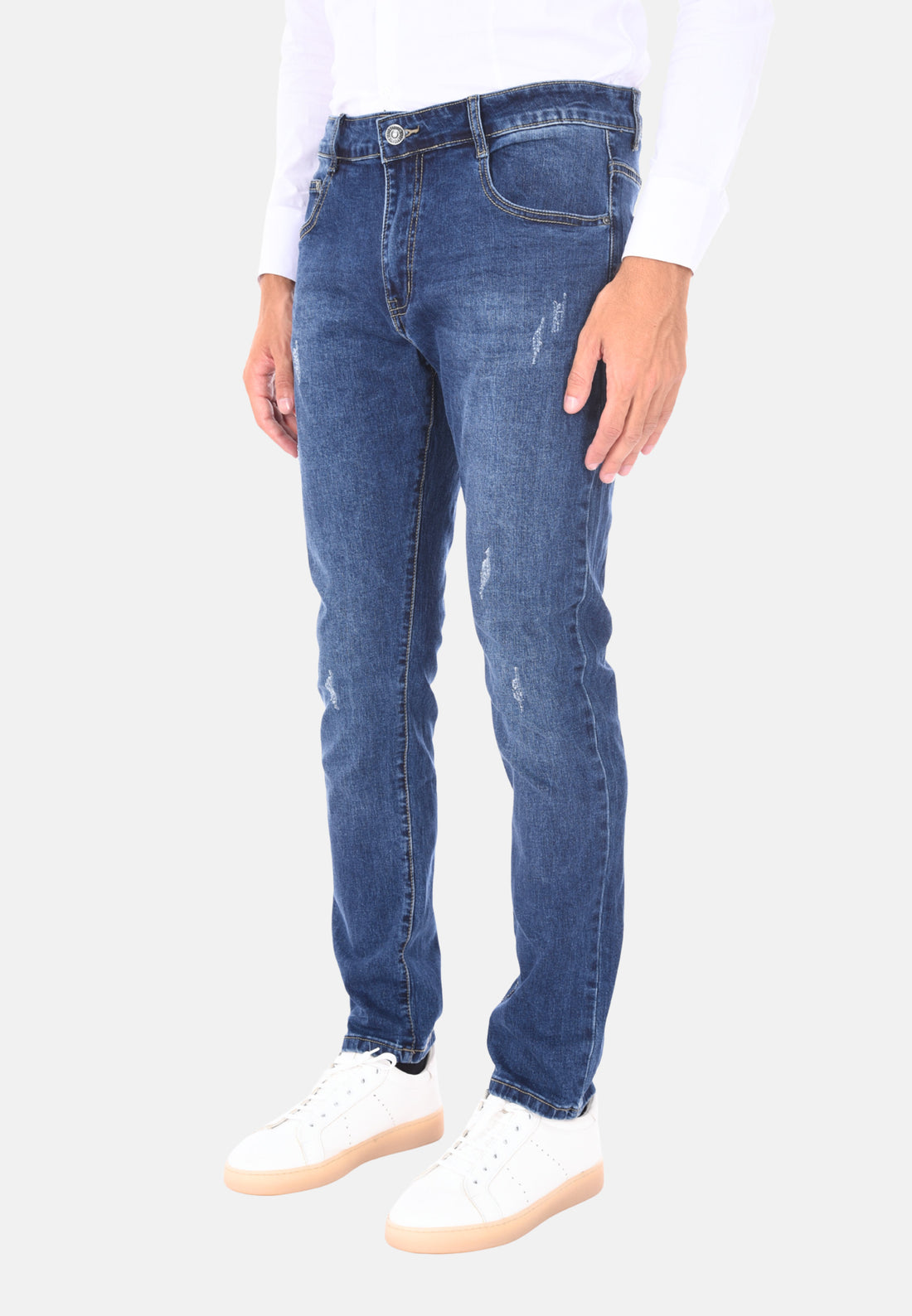 Jeans cinque tasche con strappi