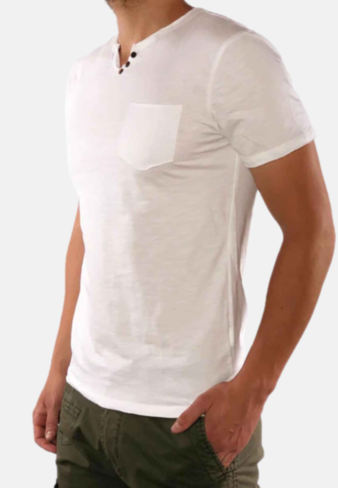 T-shirt col V avec poche