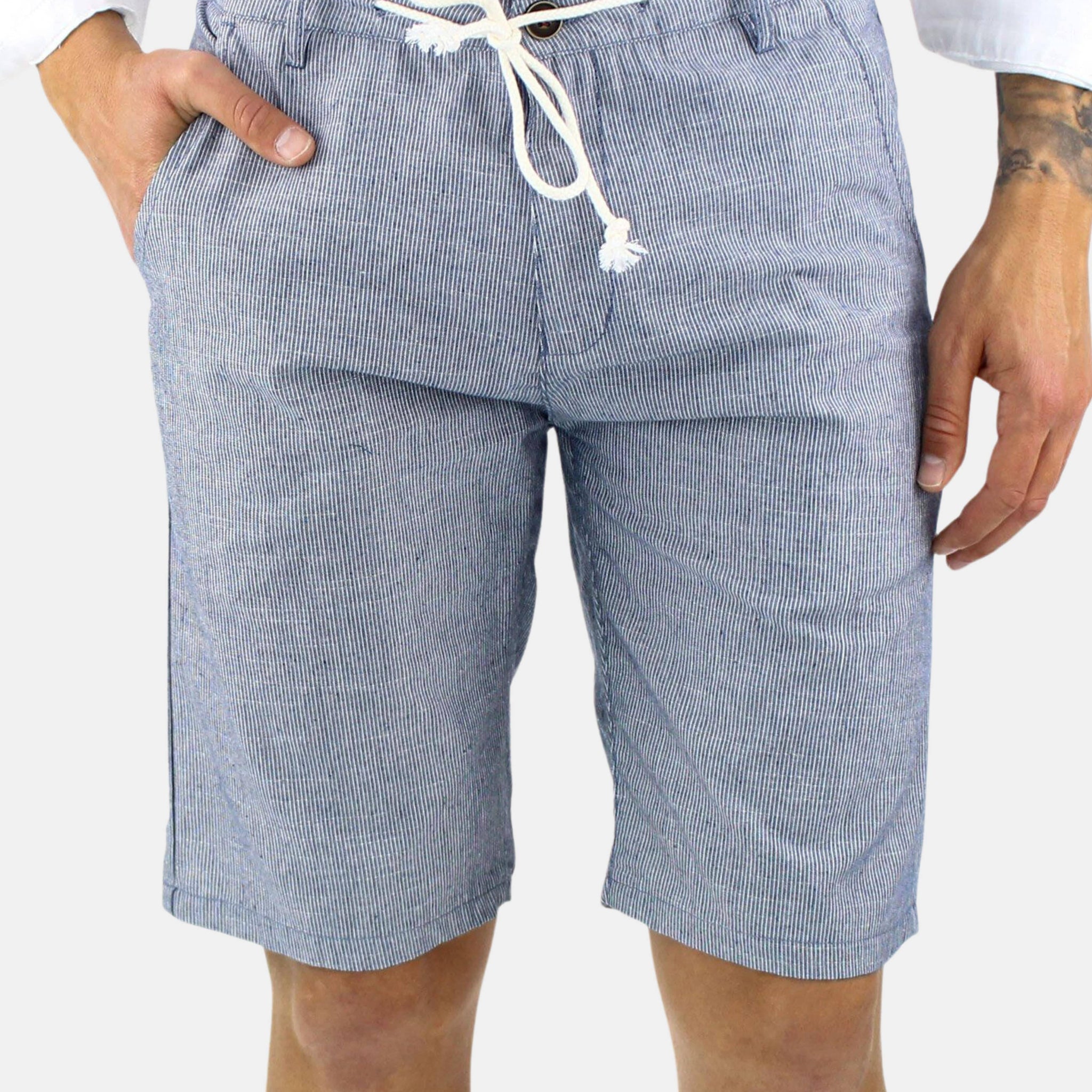 Bermuda in lino a righe strette
