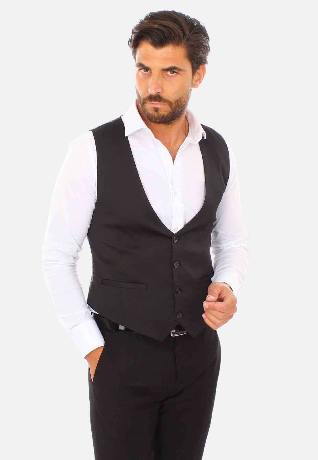 Gilet à fines rayures noires au dos