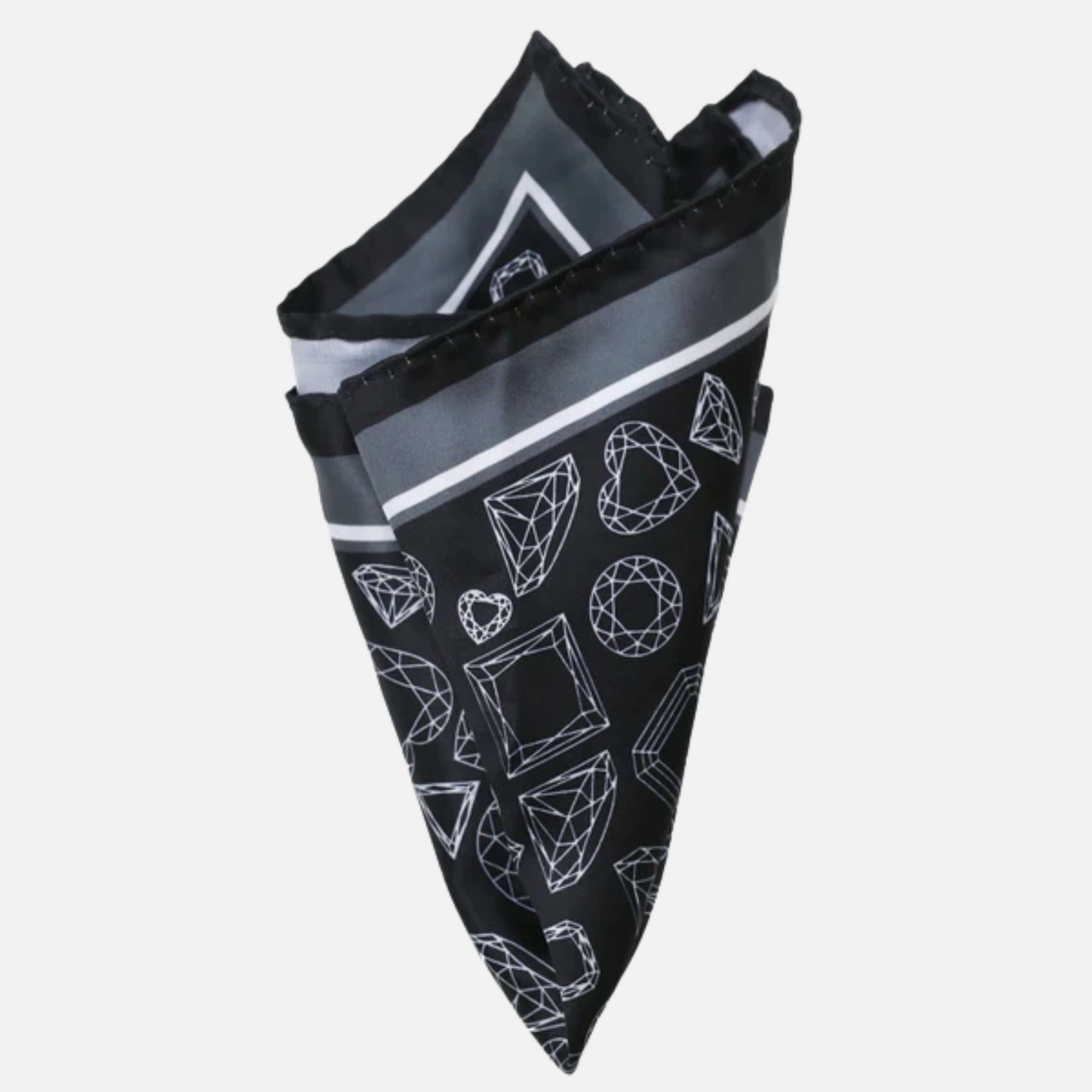 Pochette da taschino nera con disegni geometrici