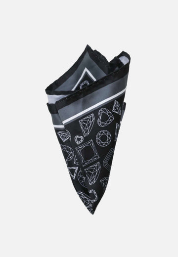 Pochette da taschino nera con disegni geometrici