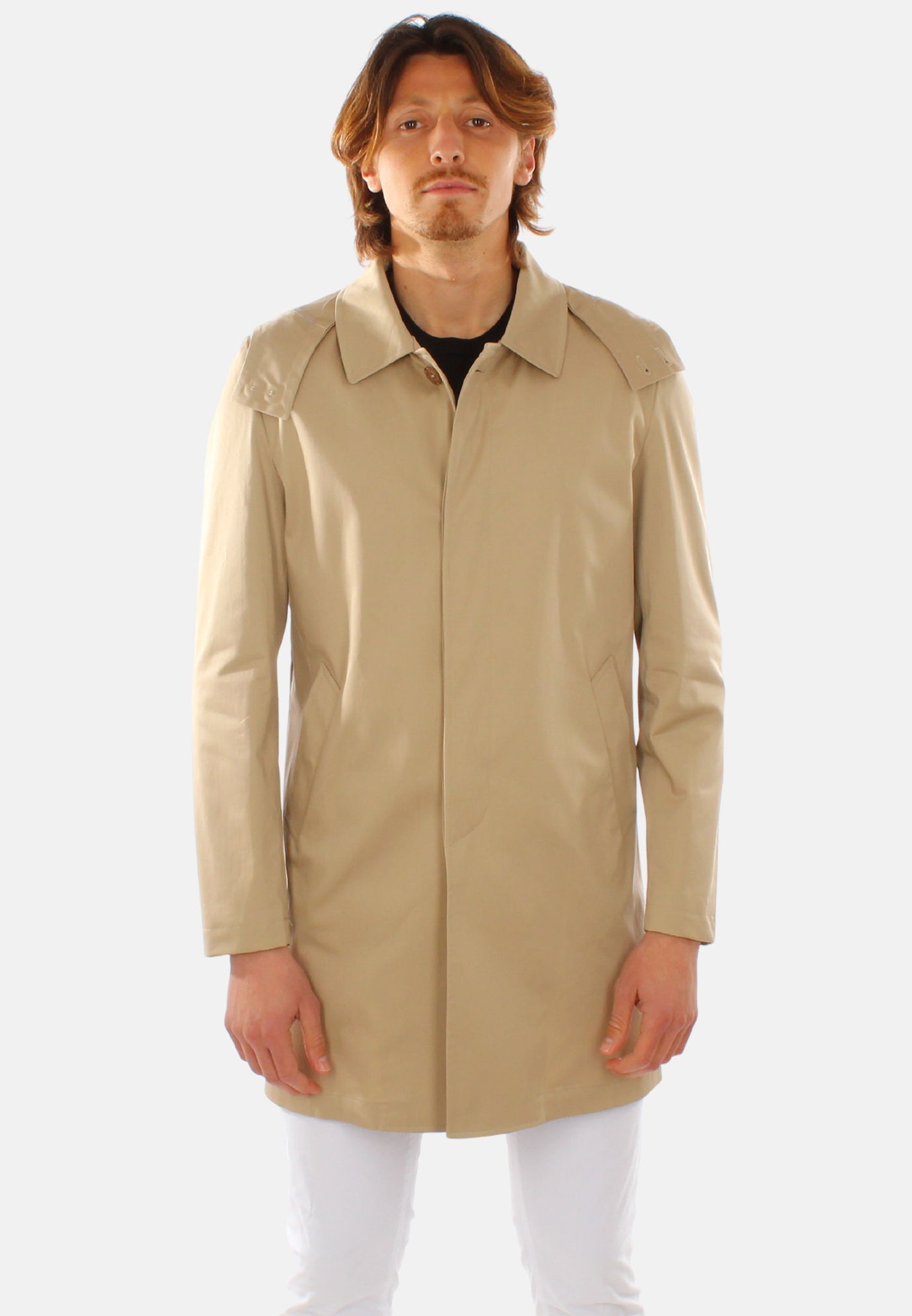 Made in Italy beige trench coat with hood