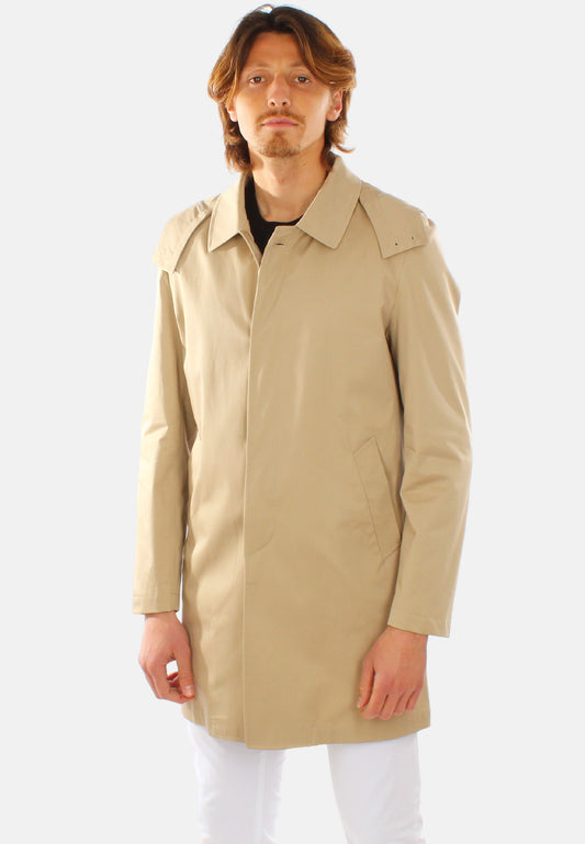 Made in Italy beige trench coat with hood