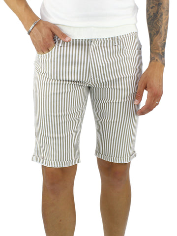 Striped denim Bermuda shorts