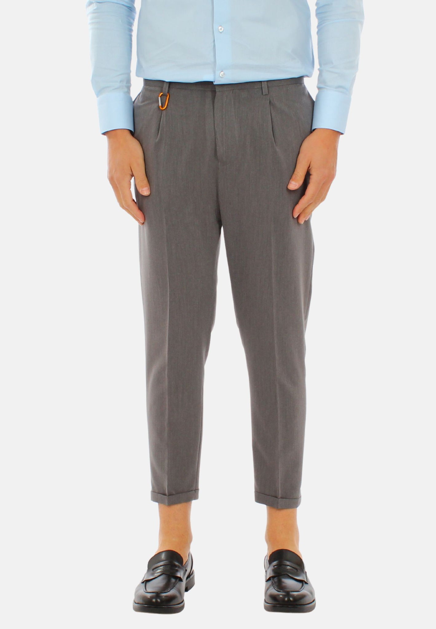 Fabric trousers with pleats