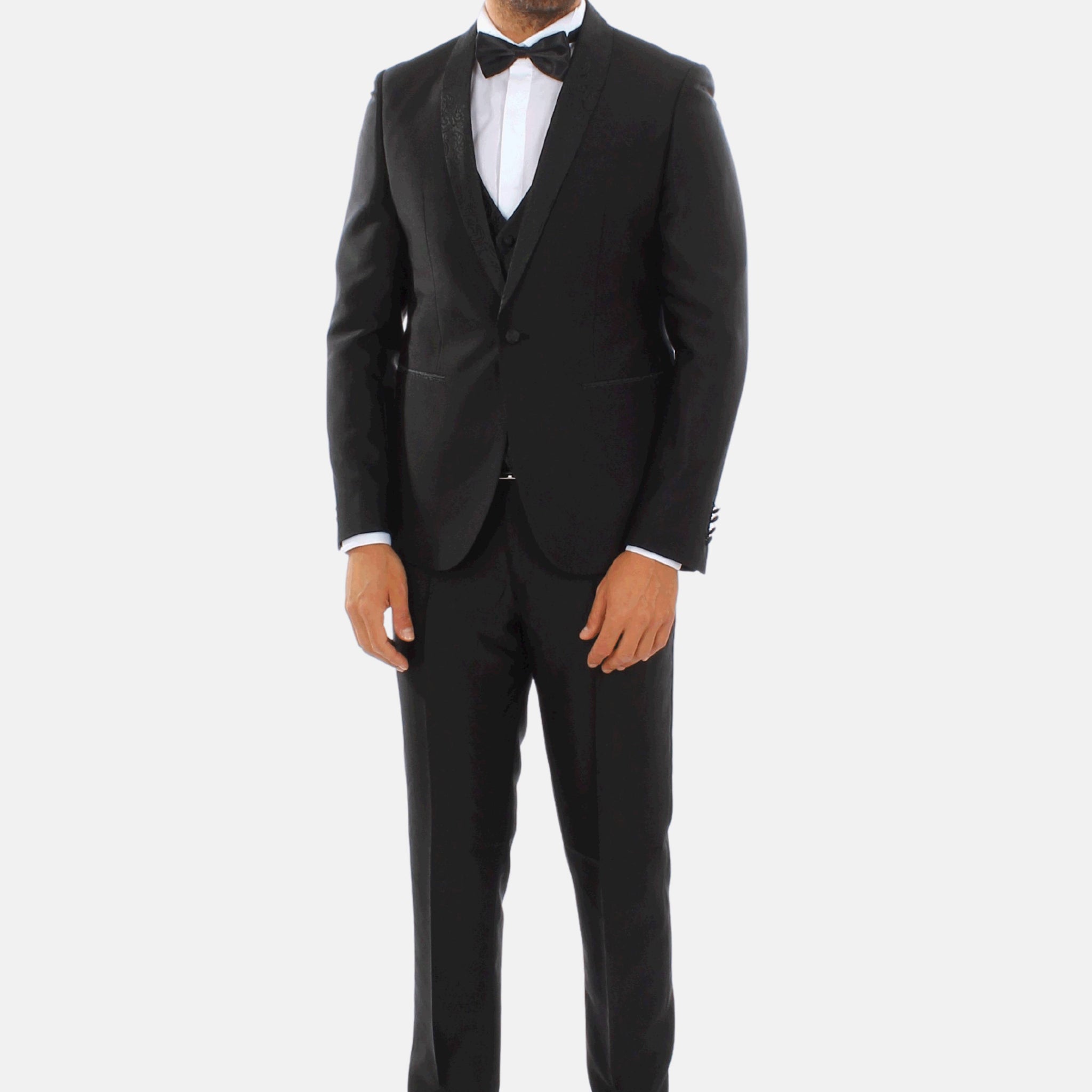 Tuxedo with damask lapel and waistcoat