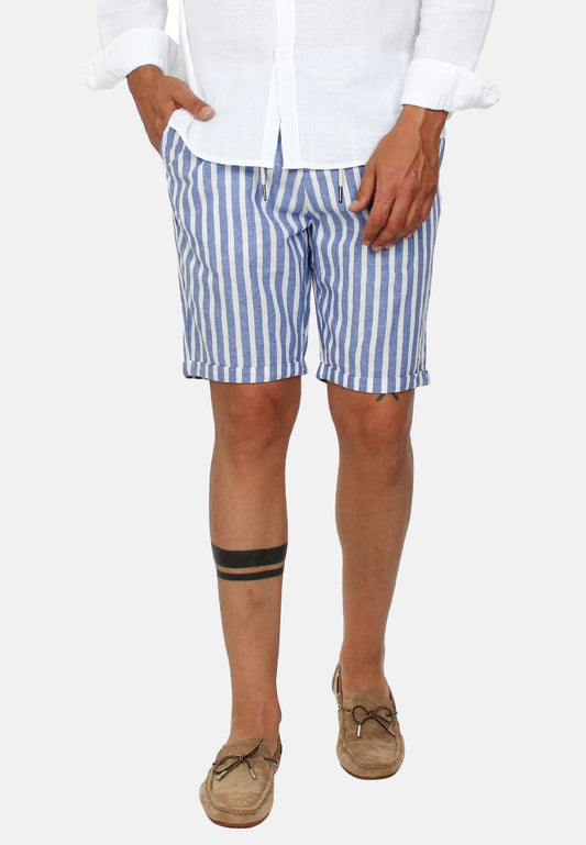Blue striped linen Bermuda shorts