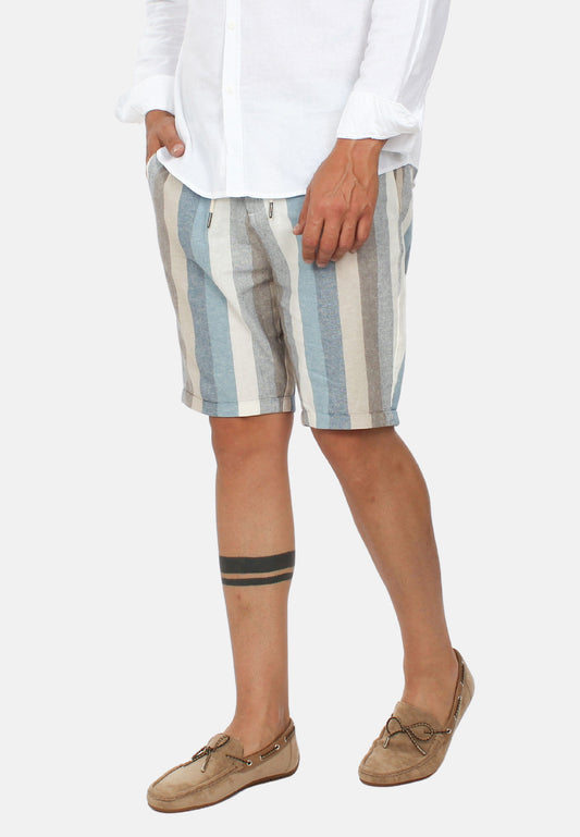 Multicolored linen Bermuda shorts