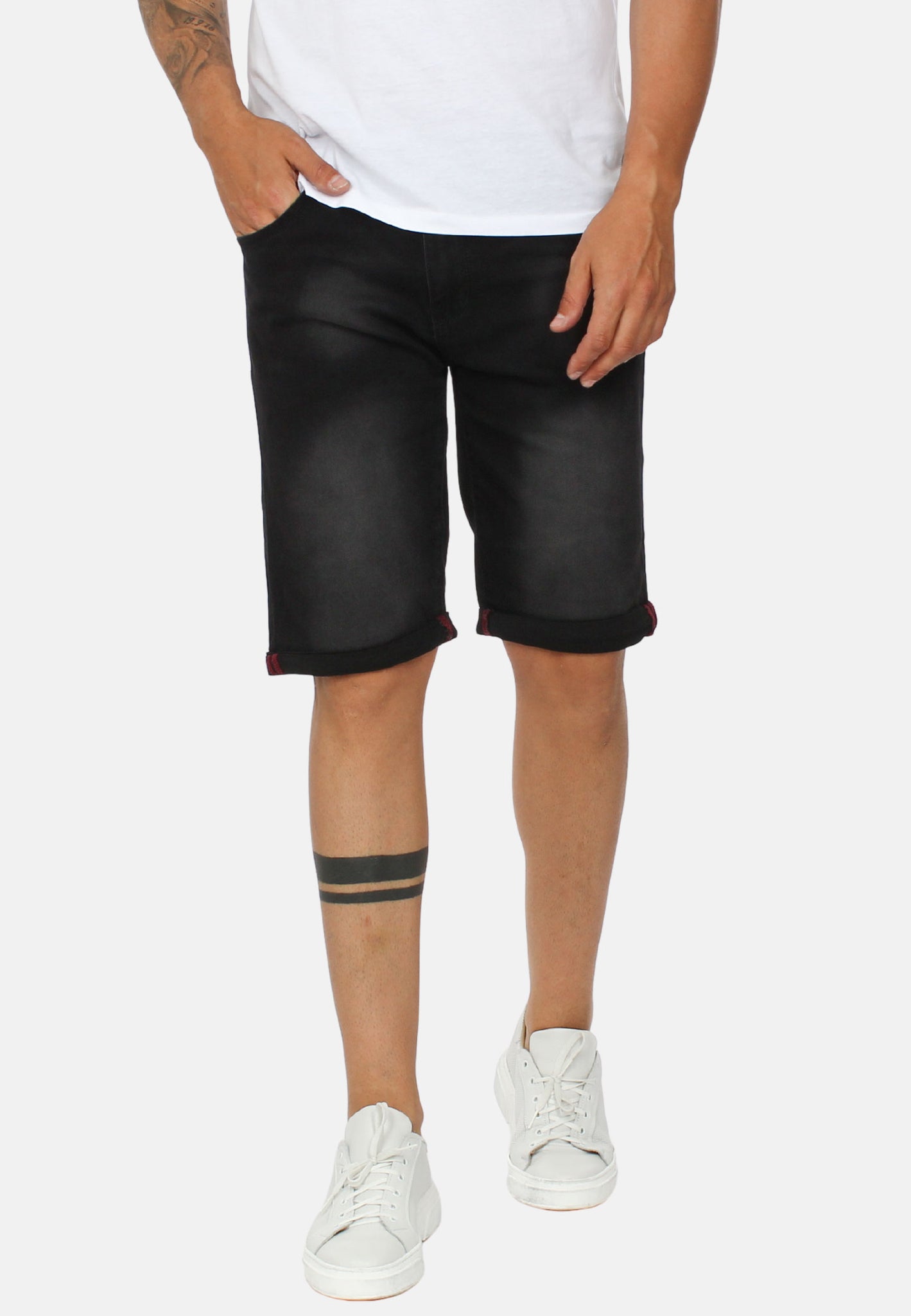 Black denim Bermuda shorts