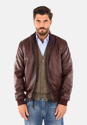 Padded leather jacket