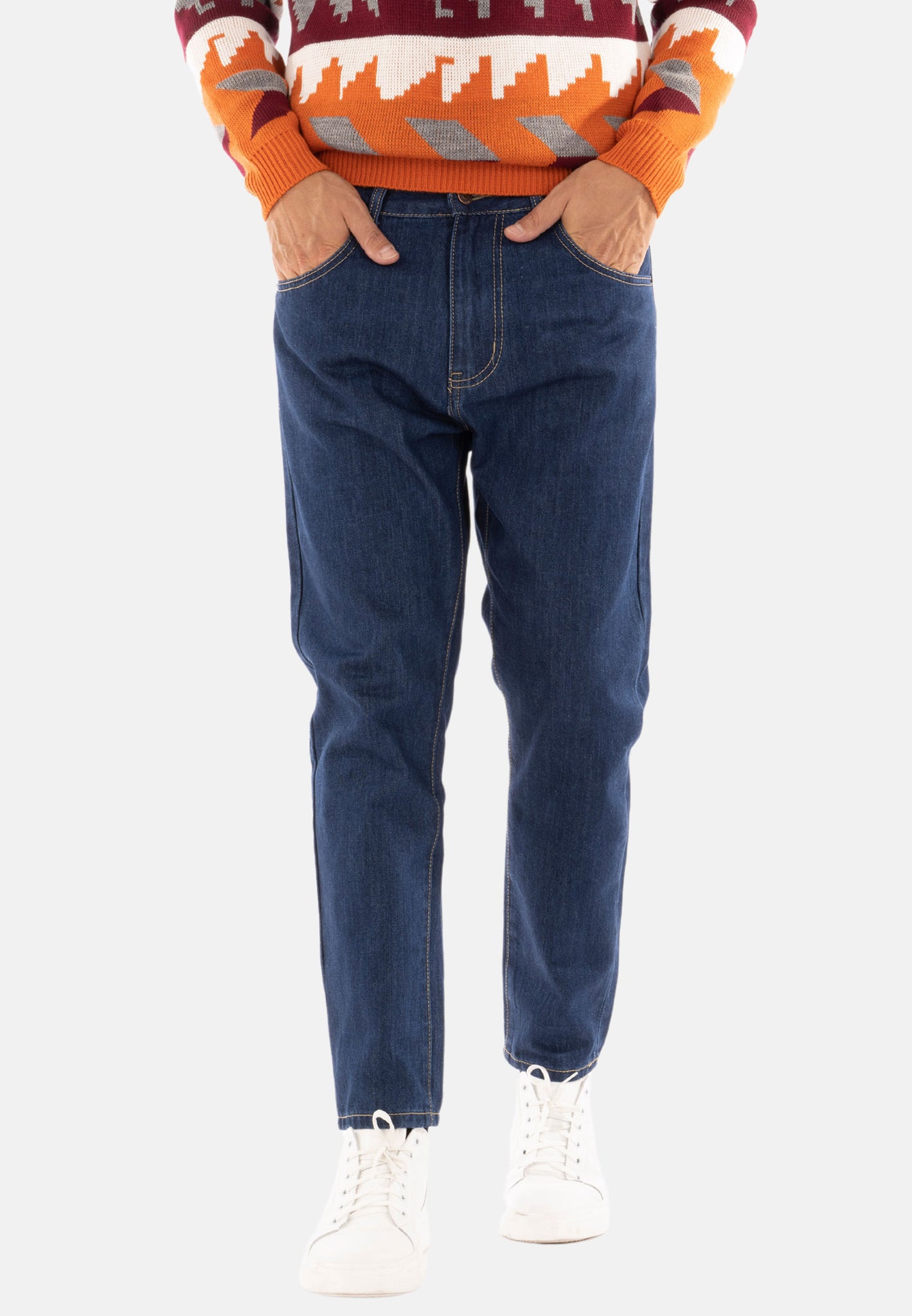 Jeans with removable drawstring belt