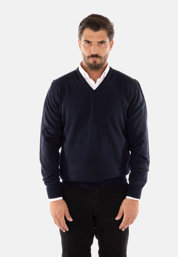 V-neck sweater in merino wool