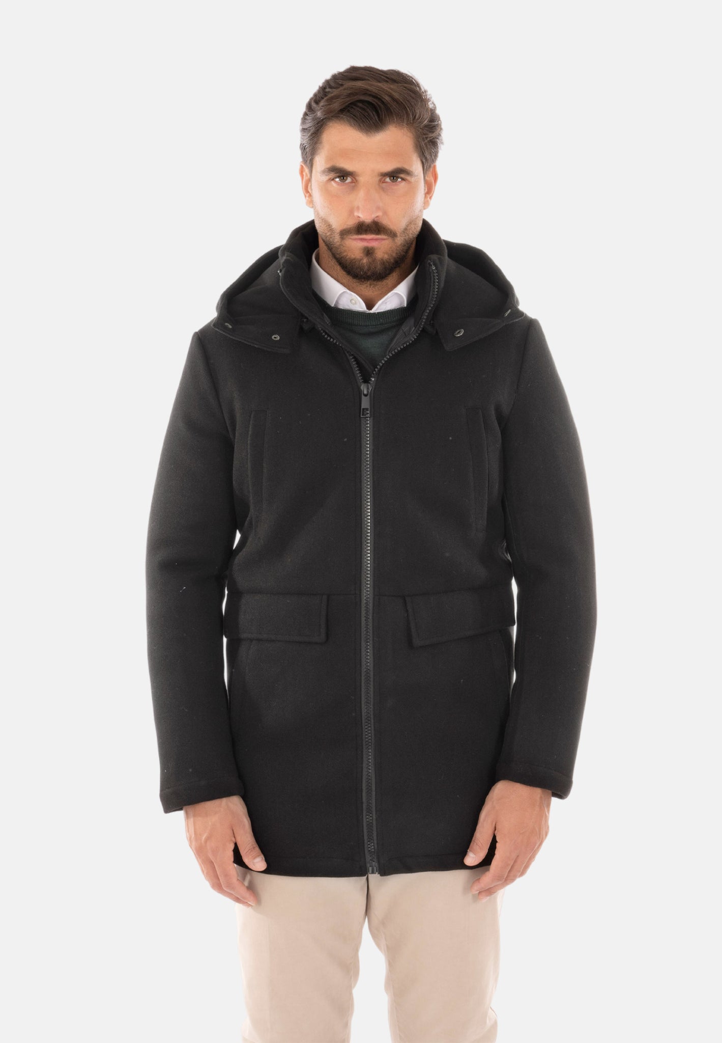 Manteau à capuche noir