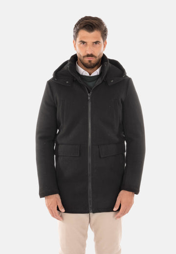 Manteau à capuche noir