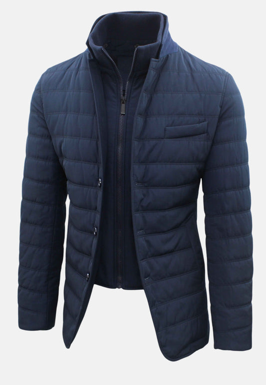 Quilted jacket with removable bib